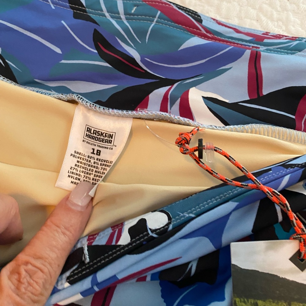 Women's Floral Swim Shorts - Blue and Black - Picture 5 of 16